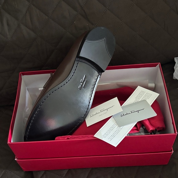 Salvatore Ferragamo Taupe Leather Slip-Ons main image 4